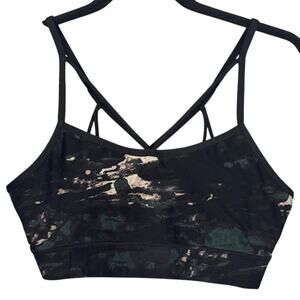 Donna Karan Active Women's Strappy Sports Bra Meatallic Camo Light Support SZ M